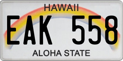 HI license plate EAK558
