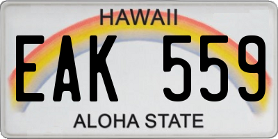 HI license plate EAK559
