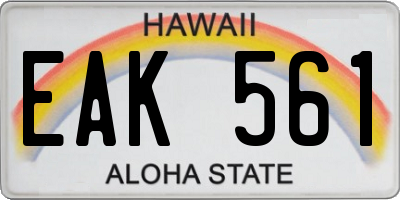 HI license plate EAK561