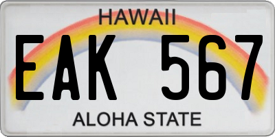 HI license plate EAK567