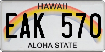 HI license plate EAK570