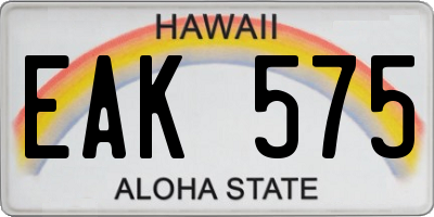 HI license plate EAK575