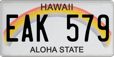 HI license plate EAK579