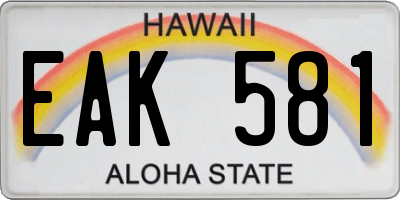 HI license plate EAK581