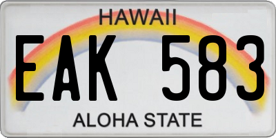 HI license plate EAK583