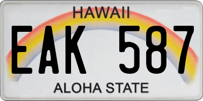 HI license plate EAK587
