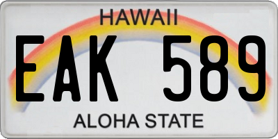 HI license plate EAK589