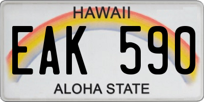 HI license plate EAK590