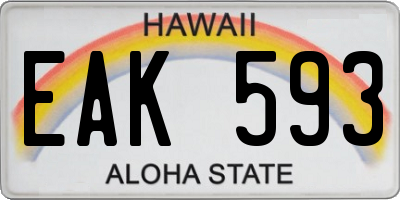 HI license plate EAK593