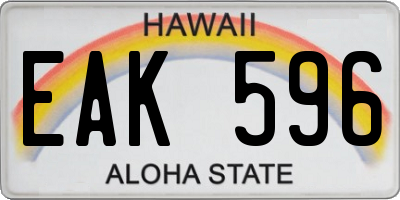 HI license plate EAK596