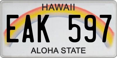 HI license plate EAK597