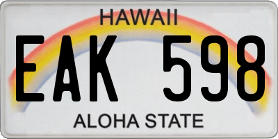 HI license plate EAK598