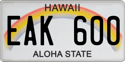 HI license plate EAK600