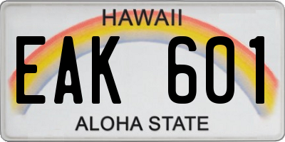 HI license plate EAK601