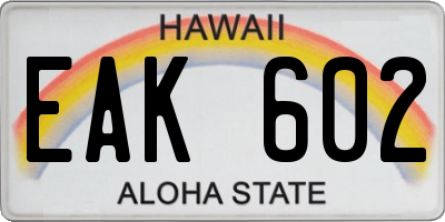HI license plate EAK602