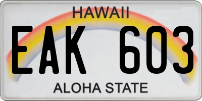 HI license plate EAK603