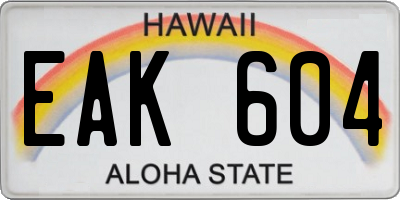 HI license plate EAK604