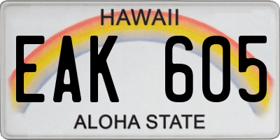 HI license plate EAK605