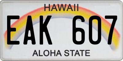 HI license plate EAK607