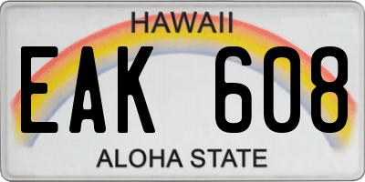 HI license plate EAK608