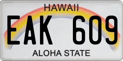 HI license plate EAK609