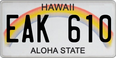 HI license plate EAK610