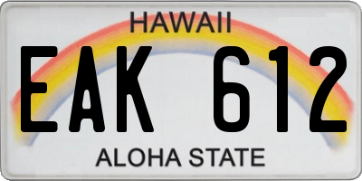 HI license plate EAK612
