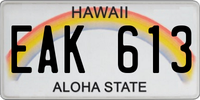 HI license plate EAK613