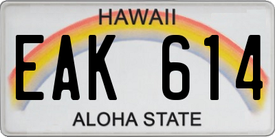 HI license plate EAK614
