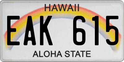 HI license plate EAK615