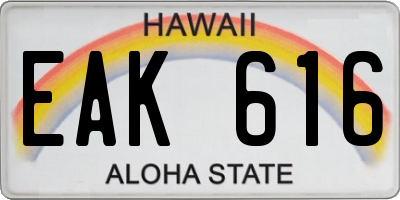 HI license plate EAK616