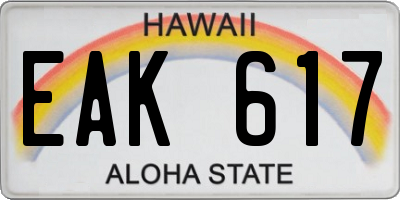 HI license plate EAK617