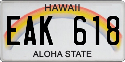 HI license plate EAK618
