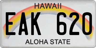 HI license plate EAK620