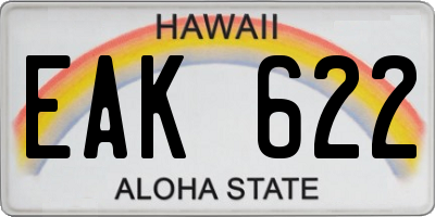 HI license plate EAK622