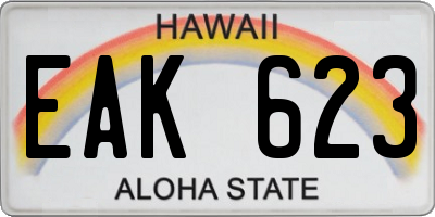 HI license plate EAK623