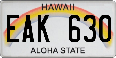 HI license plate EAK630