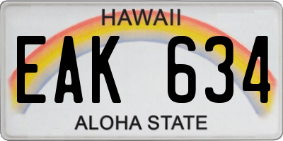 HI license plate EAK634