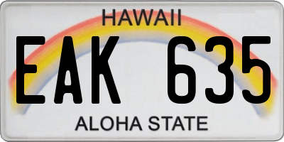 HI license plate EAK635