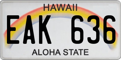 HI license plate EAK636