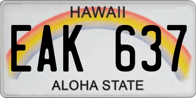 HI license plate EAK637
