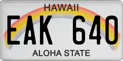 HI license plate EAK640