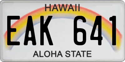 HI license plate EAK641