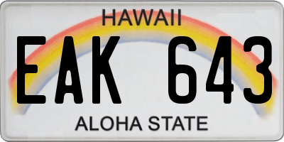 HI license plate EAK643