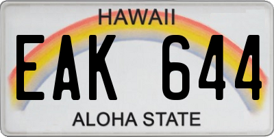 HI license plate EAK644