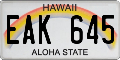 HI license plate EAK645