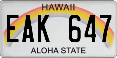 HI license plate EAK647