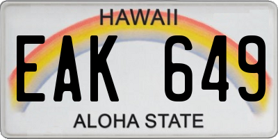 HI license plate EAK649