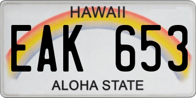 HI license plate EAK653