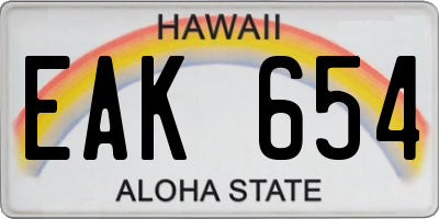 HI license plate EAK654
